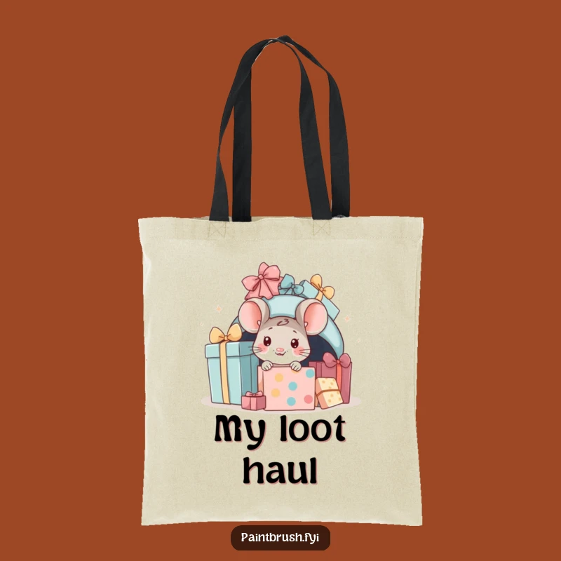 Funny Mouse Present Tote Bag: Peeking Character Carry-All for Gifts